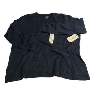 St. John's Bay Women's Petite Essential Long Sleeve Tee, PXL, Black (New)